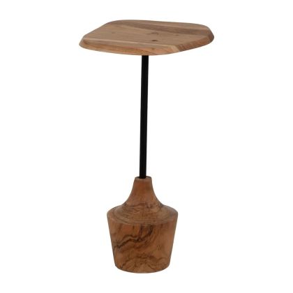 Mesa Auxiliar Madera Acacia Natural Hierro, Ø 35 X 65 Cm