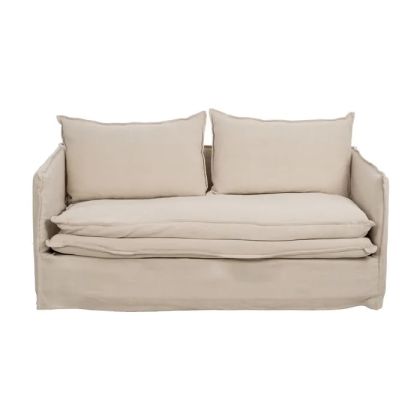 Sofá 2 Plazas Tapizado Crema Madera Pino, 180 X 97 X 89 Cm