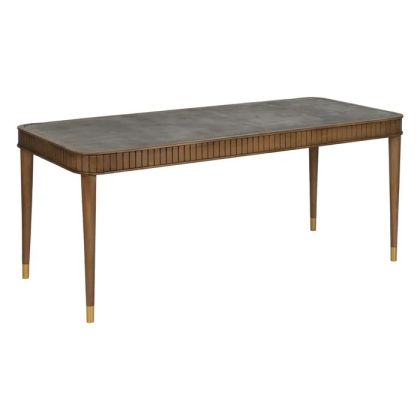 Microcement and Mindi Wood Dining Table, 180 Cm