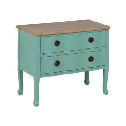Mesita Noche Madera Abeto Turquesa, 80 x 38 x 65'50 Cm