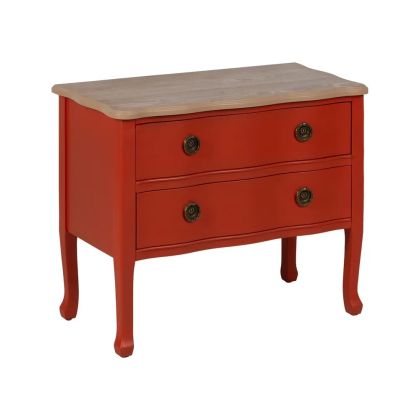 Mesita Noche Madera Abeto Terracota, 80 x 38 x 65'50 Cm