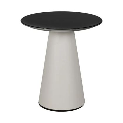 Mesa Auxiliar Blanco Negro Metal, Ø50 Cm