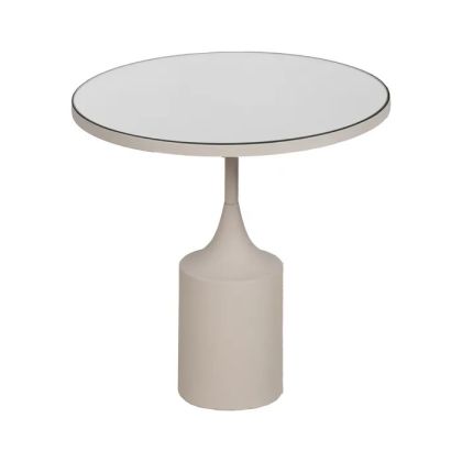 Mesa Auxiliar Blanco Metal Sobre Espejo, Ø45 Cm