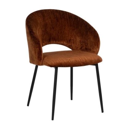 Brown Upholstered Metal Dining Chair, 58 cm