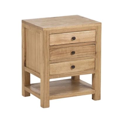 Natural Mindi Wood Nightstand 45 X 35 X 55 Cm