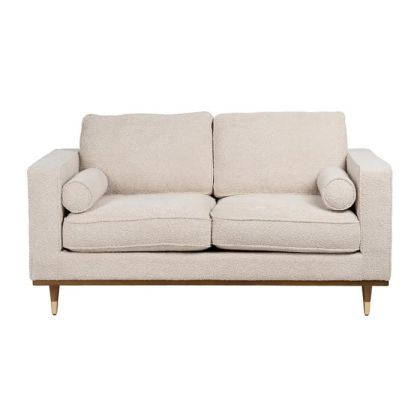 Sofá 2 Plazas Tapizado Beige Madera, 172 X 91 X 84 Cm