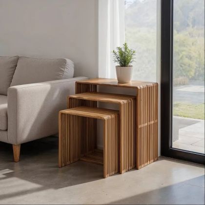 J/3 Mesa Auxiliar Madera Teca Natural, 65 X 30 X 66 Cm