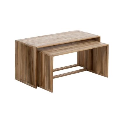 S/2 Natural Teak Wood Coffee Table 85 X 35 X 41 Cm