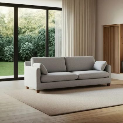 3 Seater Grey Fabric Wood Sofa, 221 X 90 X 87 Cm