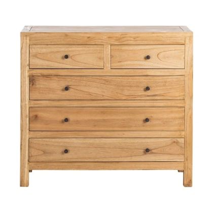 Natural Mindi Wood Chest of Drawers, 100 x 40 x 90 Cm
