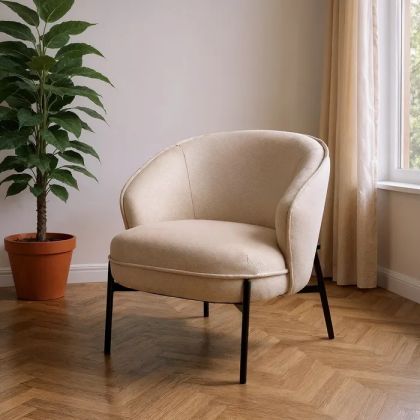 Sillón Tejido Beige Metal 70 X 75 X 70 Cm