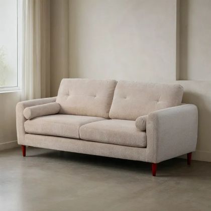 Cream Eucalyptus Wood Sofa 195 X 87.50 X 89 Cm