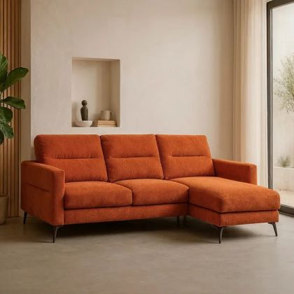 Terracotta Eucalyptus Wood Chaise Longue Sofa, 238 X 160 X 87.50 Cm