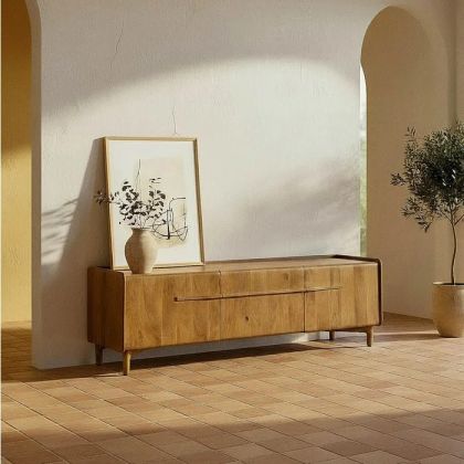 Mueble TV Natural Madera Mango, 160 X 40 X 50 cm