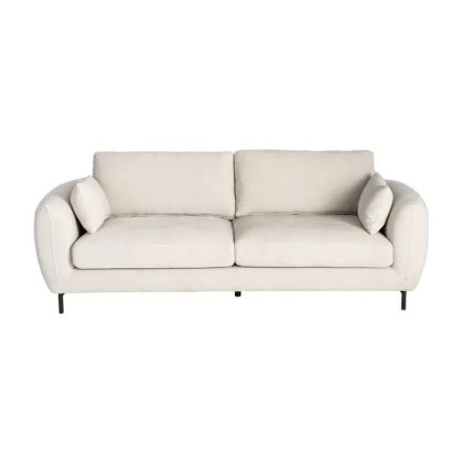  Sofá 3 Plazas Tapizado Crema Metal, 229 X 92 X 88 Cm