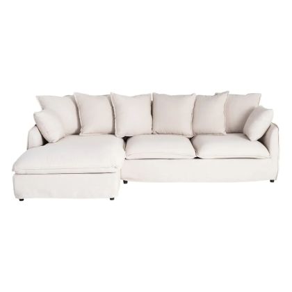 Sofá Chaise Longue Tapizado Beige, 254 X 158 X 84 Cm