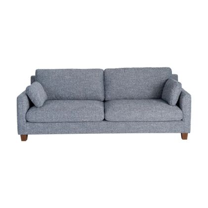 Sofá 3 Plazas Tapizado Azul Madera, 221 X 90 X 87 Cm