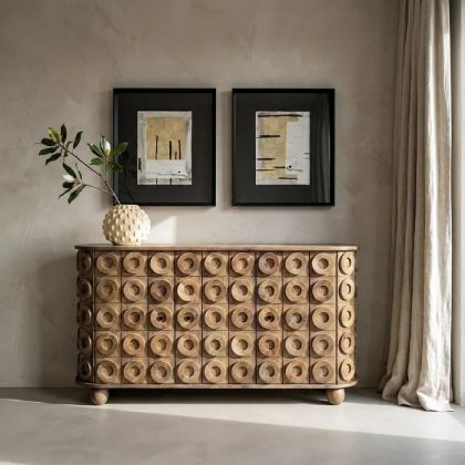 Aparador Círculos Madera Mango, 147 X 42 X 76 Cm