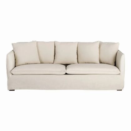 Sofá Tejido Taupe Madera Maciza 215 X 92 X 78 Cm