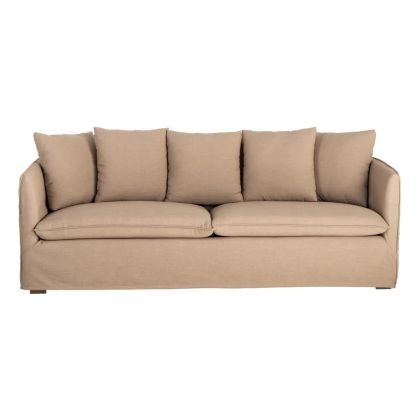 Sofá Tejido Marrón Madera Maciza 215 X 92 X 78 Cm