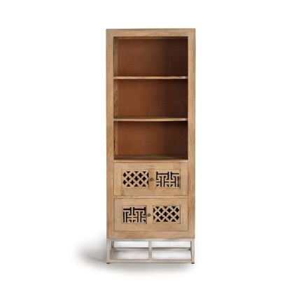 Libreria Mango Natural Tallado 2 Cajones, 160 Cm