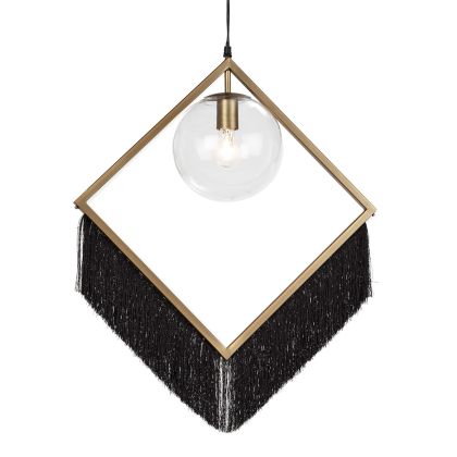 Ceiling Lamp 57x20x80 Glass/Gold Metal/Black Fabric