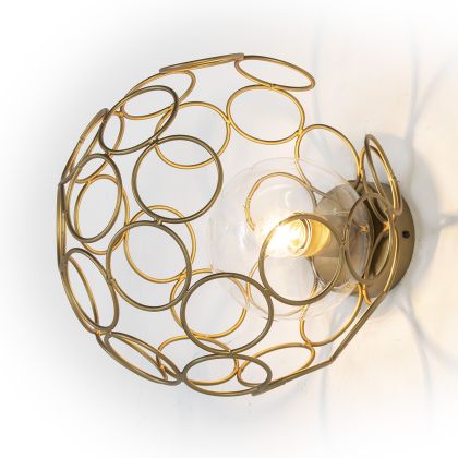 Wall Lamp 30x33x30 Glass/Golden Metal