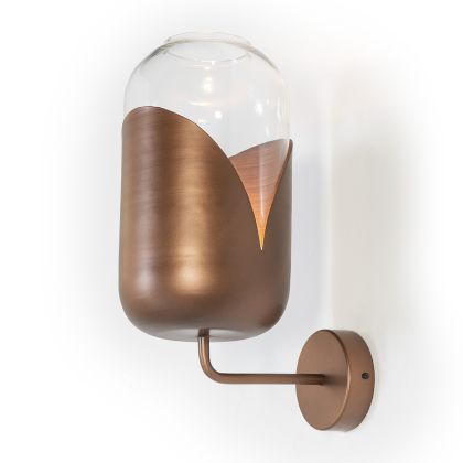 Wall Sconce 19x28x42 Glass/Metal Copper Color