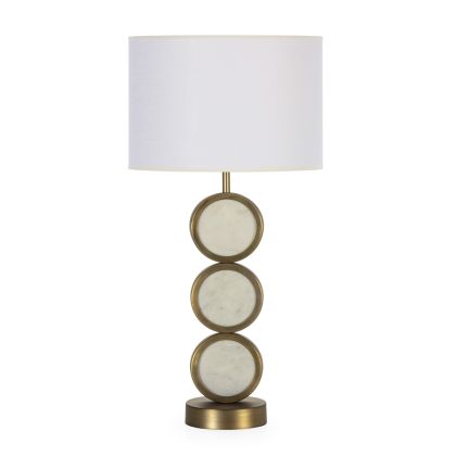Table Lamp without shade 13x13x43 White Marble/Gold Metal