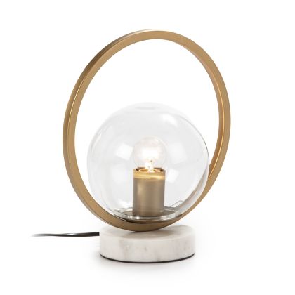 Table Lamp 25x15x29 Glass/White Marble/Golden Metal