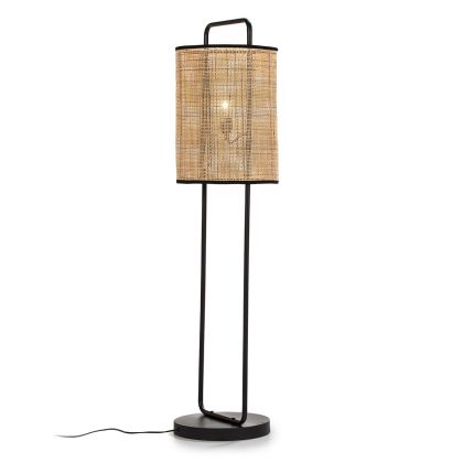 Floor Lamp with lampshade 33x33x134 Metal/Rattan -- Black/Natural