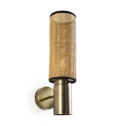 Wall lamp 21x13x46 Rattan/Metal Black/Natural/Golden