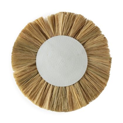 Wall Light 49x49x10 Metal/Seagrass -- Antique White/Natural