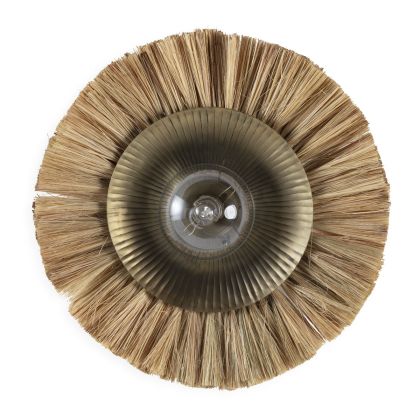 Wall Sconce 53x20x53 Seagrass/Metal/Glass -- Natural/Antique Brass