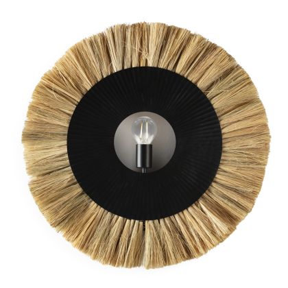 Wall Lamp 65x8x65 Metal/Seagrass -- Natural/Matte Black