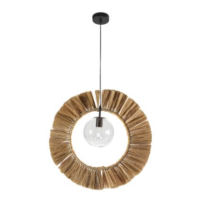 Ceiling Lamp 68x21x68 Seagrass/Metal/Glass -- Natural/Matte Black