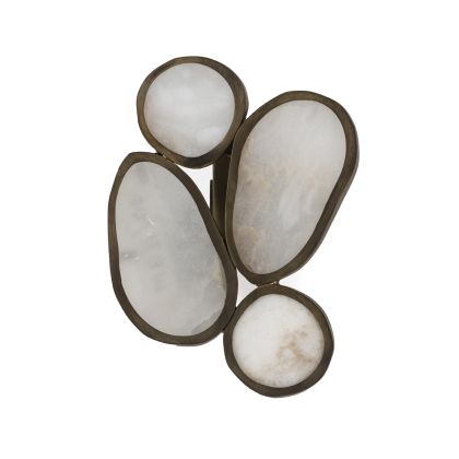 Wall Lamp 17x12x21 Alabaster/Metal -- White/Antique Brass