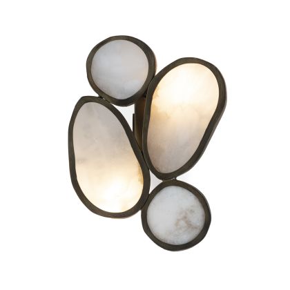 Aplique 17x12x21 Alabastro/Metal -- Blanco/Laton Envejecido