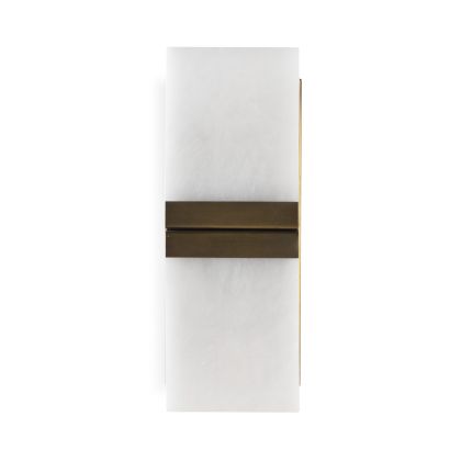 Wall lamp 15x19x41 Alabaster/Metal -- White/Antique Brass