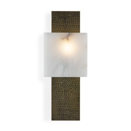 Aplique 18x12x45 Alabastro/Metal -- Blanco/Laton Envejecido