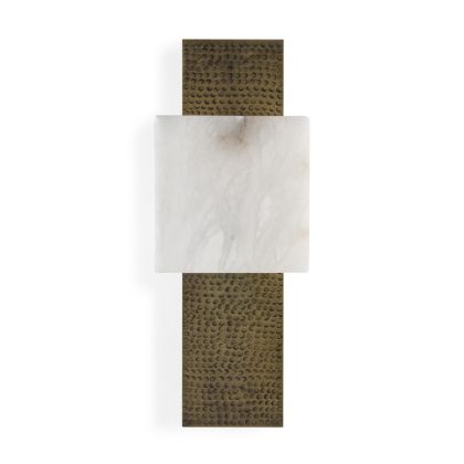 Wall Lamp 18x12x45 Alabaster/Metal -- White/Antique Brass