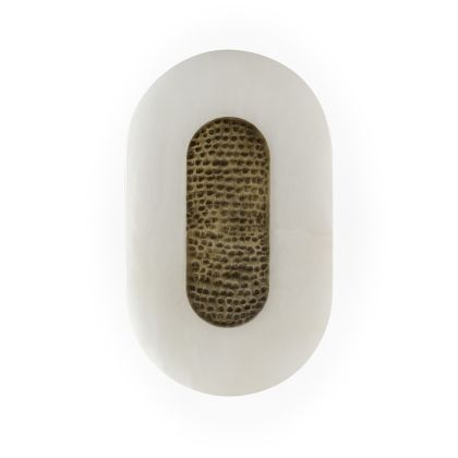 Wall Lamp 15x13x25 Alabaster/Metal -- White/Antique Brass