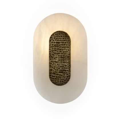 Aplique 15x13x25 Alabastro/Metal -- Blanco/Laton Envejecido