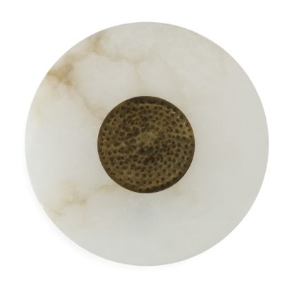 Wall Lamp 25x13x25 Alabaster/Metal -- White/Antiqued Brass