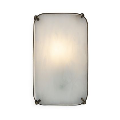 Aplique 15x12x25 Alabastro/Metal -- Blanco/Laton Envejecido