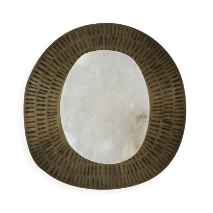 Wall Lamp 29x12x30 Alabaster/Metal -- White/Aged Brass