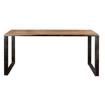 Mesa Comedor Madera Natural Maciza Estructura Hierro Negro, 180 Cm