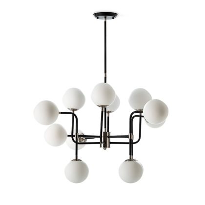 Ceiling Lamp with Lampshade 70x90x100 Black-Nickel Metal/White Glass