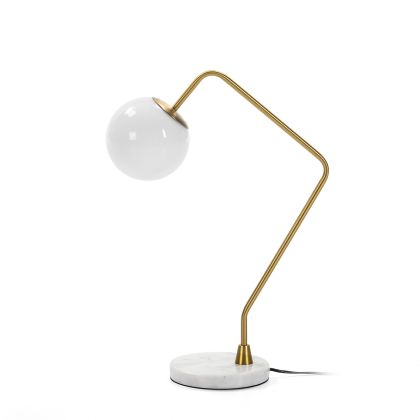 Table Lamp 40x21x57 White Glass/White Marble/Golden Metal