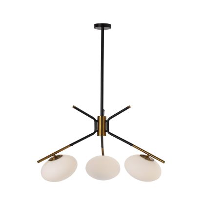 Ceiling Lamp 94x94x100 White Glass/Gold Metal/Black